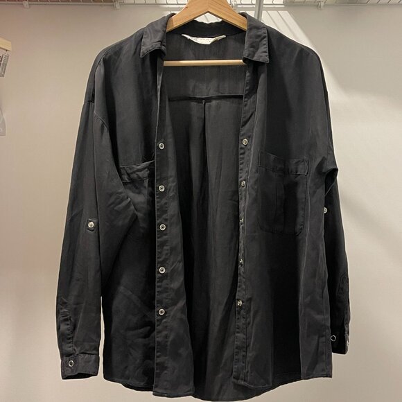 ZARA Z1975 DENIM - 100% Lyocell Button Down Shirt - - Dark Grey - Size S - Picture 3 of 5